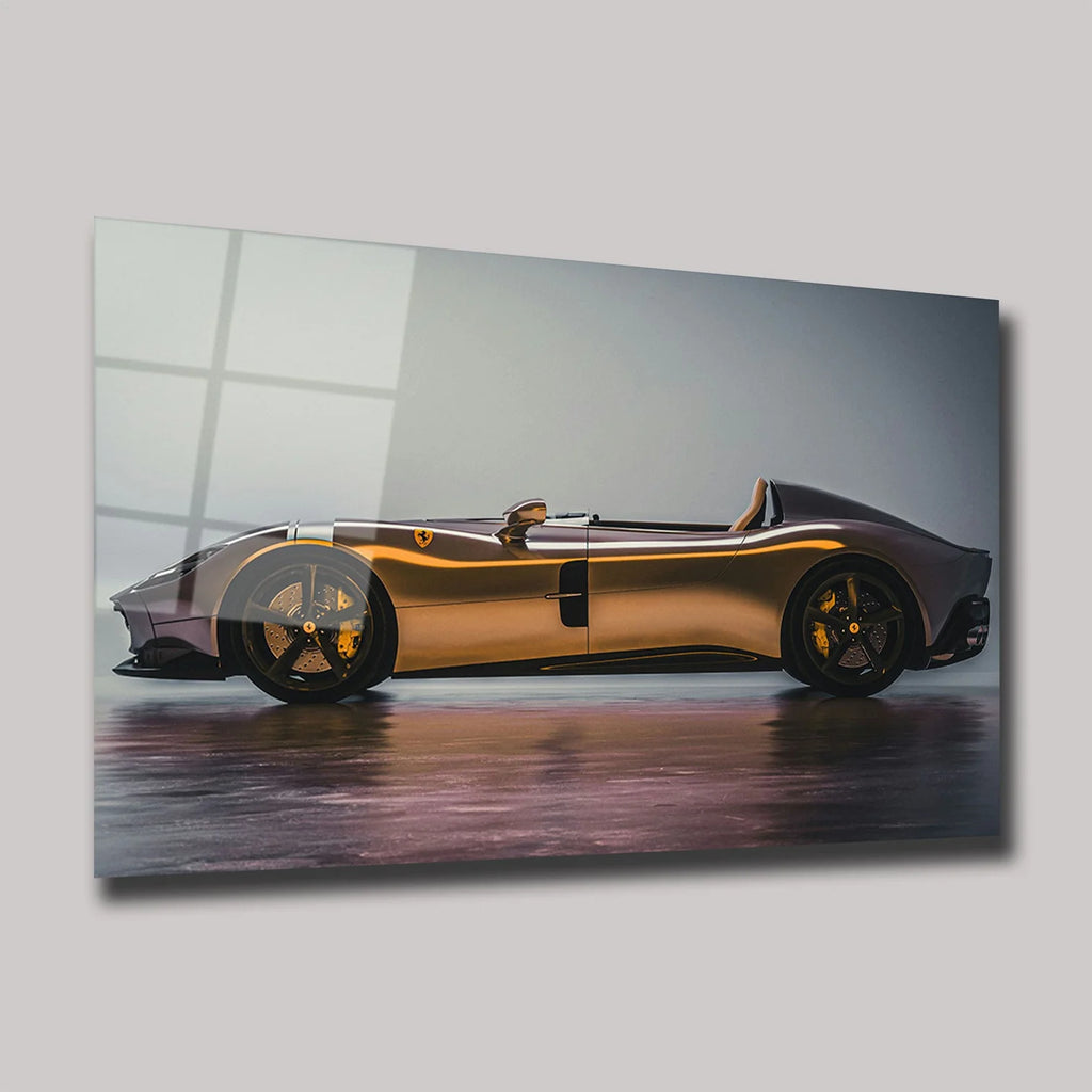 GÜMÜŞ FERRARI MONZA SP1 SPOR ARABA YAN GÖRÜNÜM YATAY CAM TABLO - DEG0332