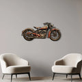 Nostaljik Indian Motosiklet Tasarımlı Eskitme Metal Tablo - Retro Duvar Dekoru
