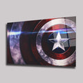 KAPTAN AMERİKA KALKANI VE SİNEMATİK IŞIK EFEKTİ YATAY CAM TABLO - DEG0338