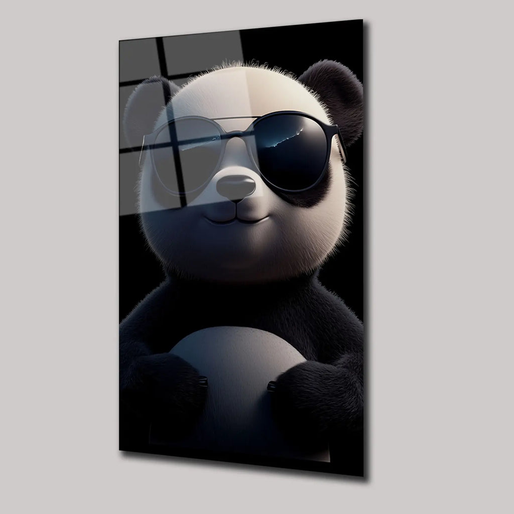 GÜNEŞ GÖZLÜKLÜ PANDA - CAM TABLO - DEG0198