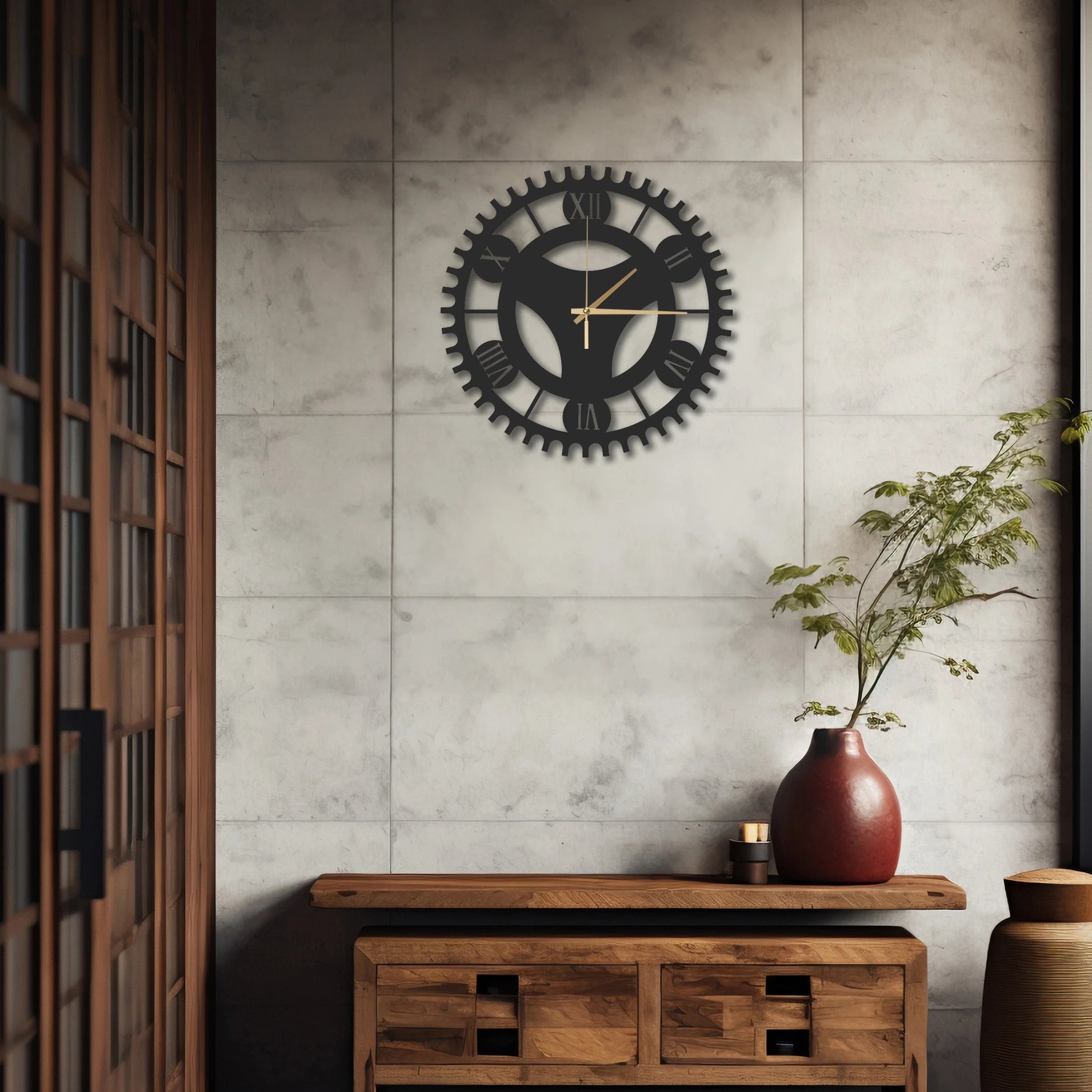 DİŞLİ FORMLU ROMA RAKAMLI METAL DUVAR SAATİ