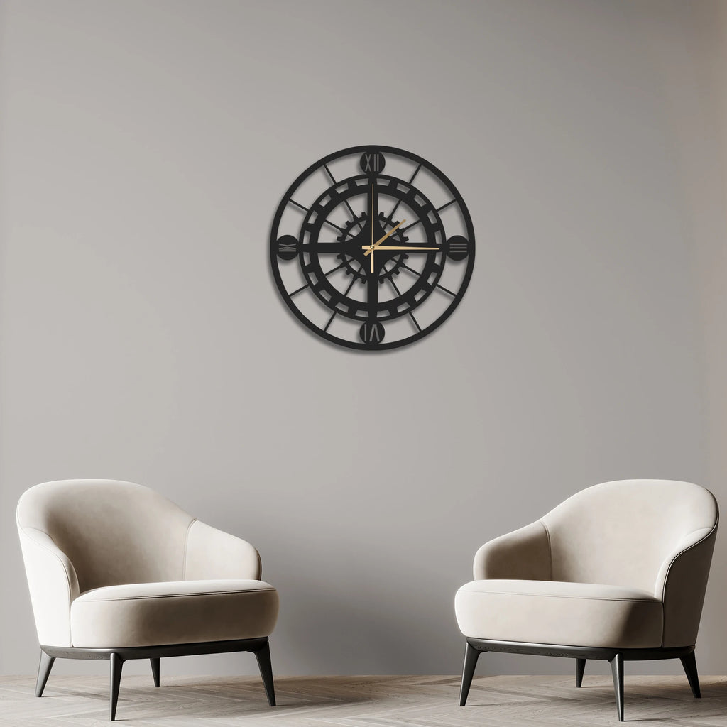 ROMA MEKANİK SERİSİ METAL DUVAR SAATİ
