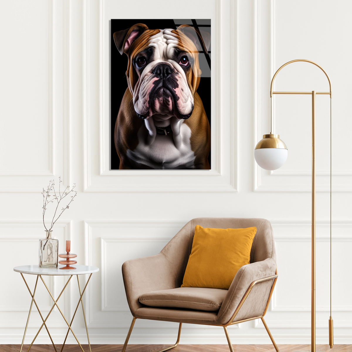İngiliz Bulldog Cam Tablo – Hayvan Duvar Dekoru - DEG0922
