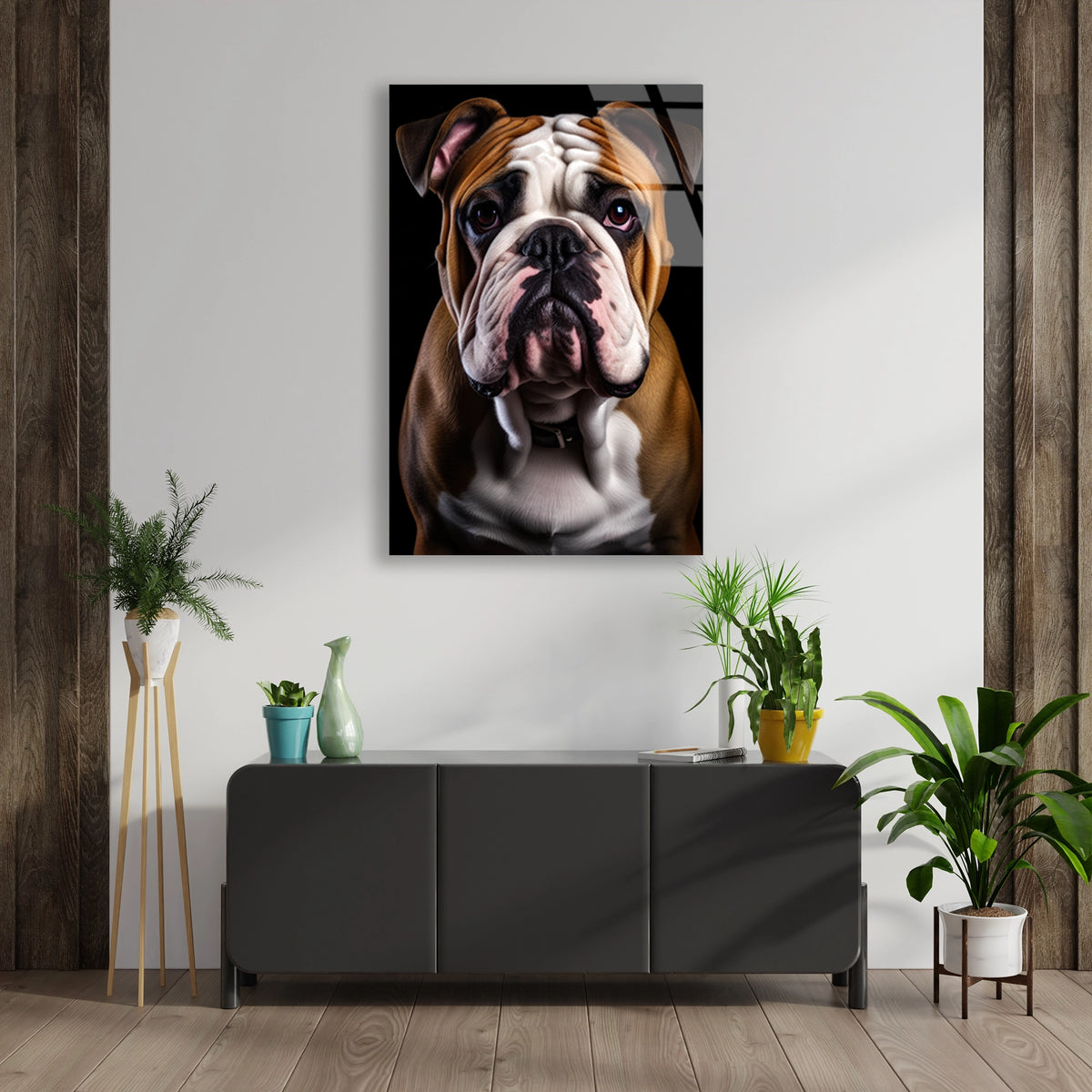 İngiliz Bulldog Cam Tablo – Hayvan Duvar Dekoru - DEG0922