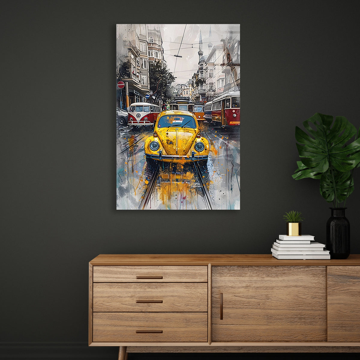 Istanbul Sari Araba Tramvay Cam Tablo