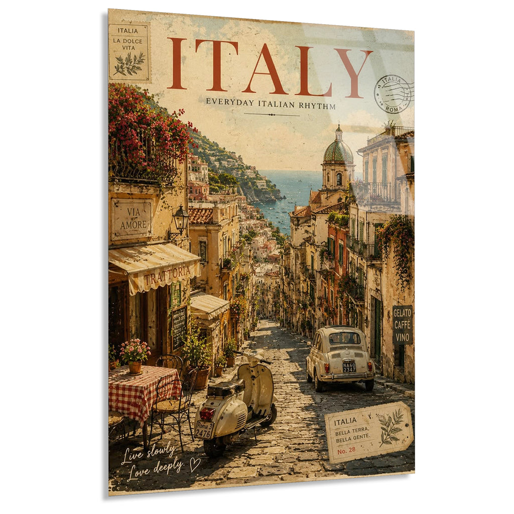 Italya Sokak Vintage Poster Cam Tablo