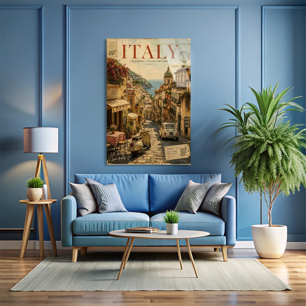 Italya Sokak Vintage Poster Cam Tablo