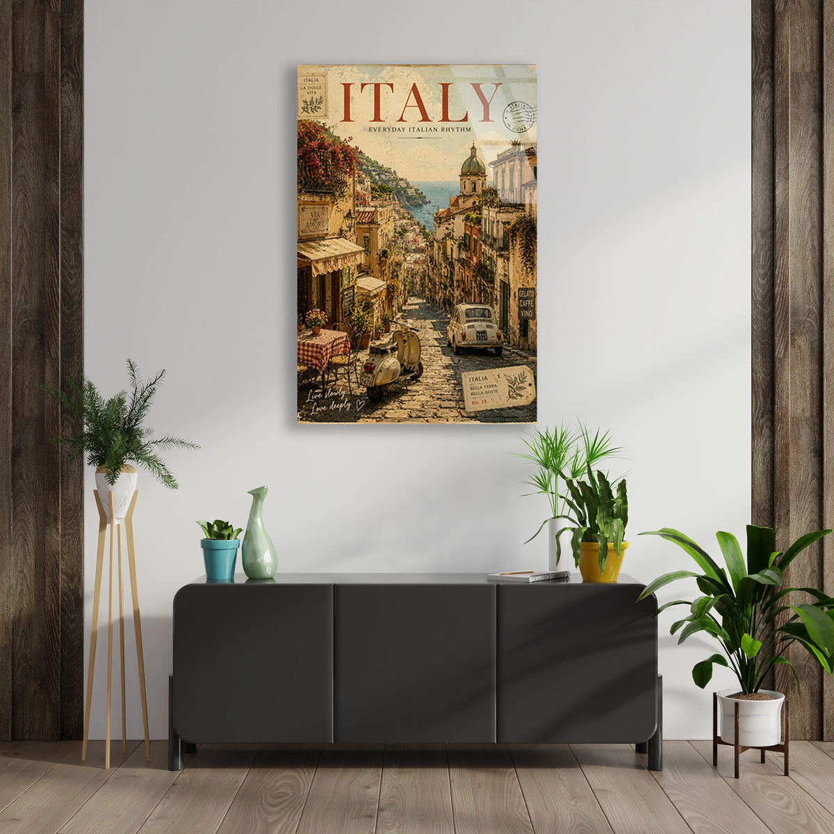 Italya Sokak Vintage Poster Cam Tablo