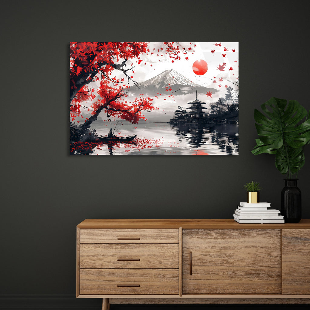 Japon Fuji Manzarası Cam Tablo