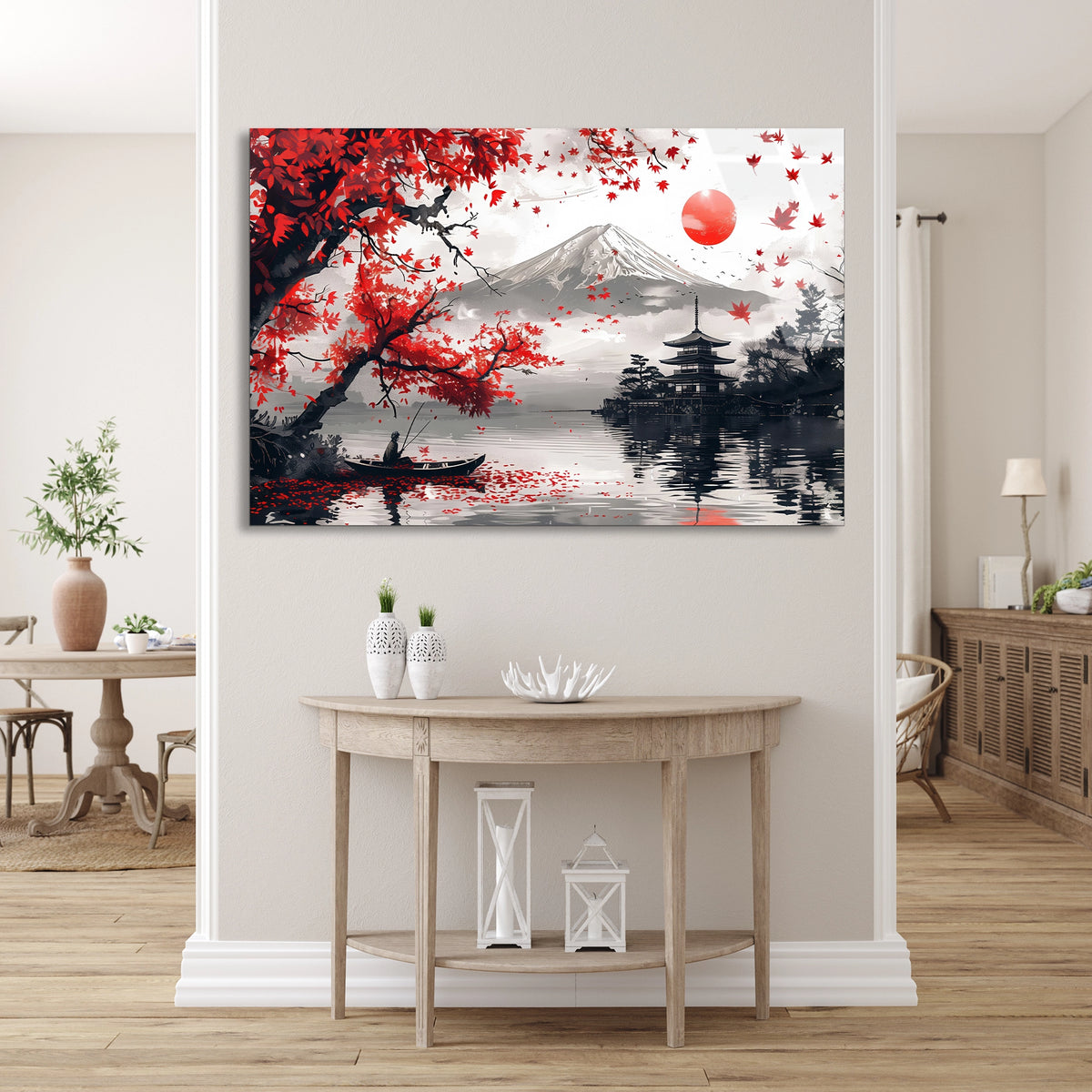 Japon Fuji Manzarası Cam Tablo