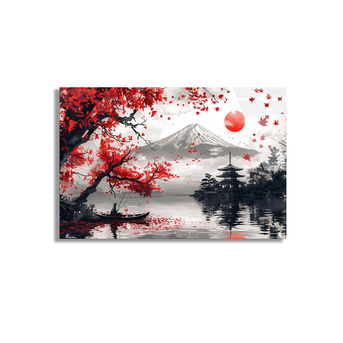 Japon Fuji Manzarası Cam Tablo