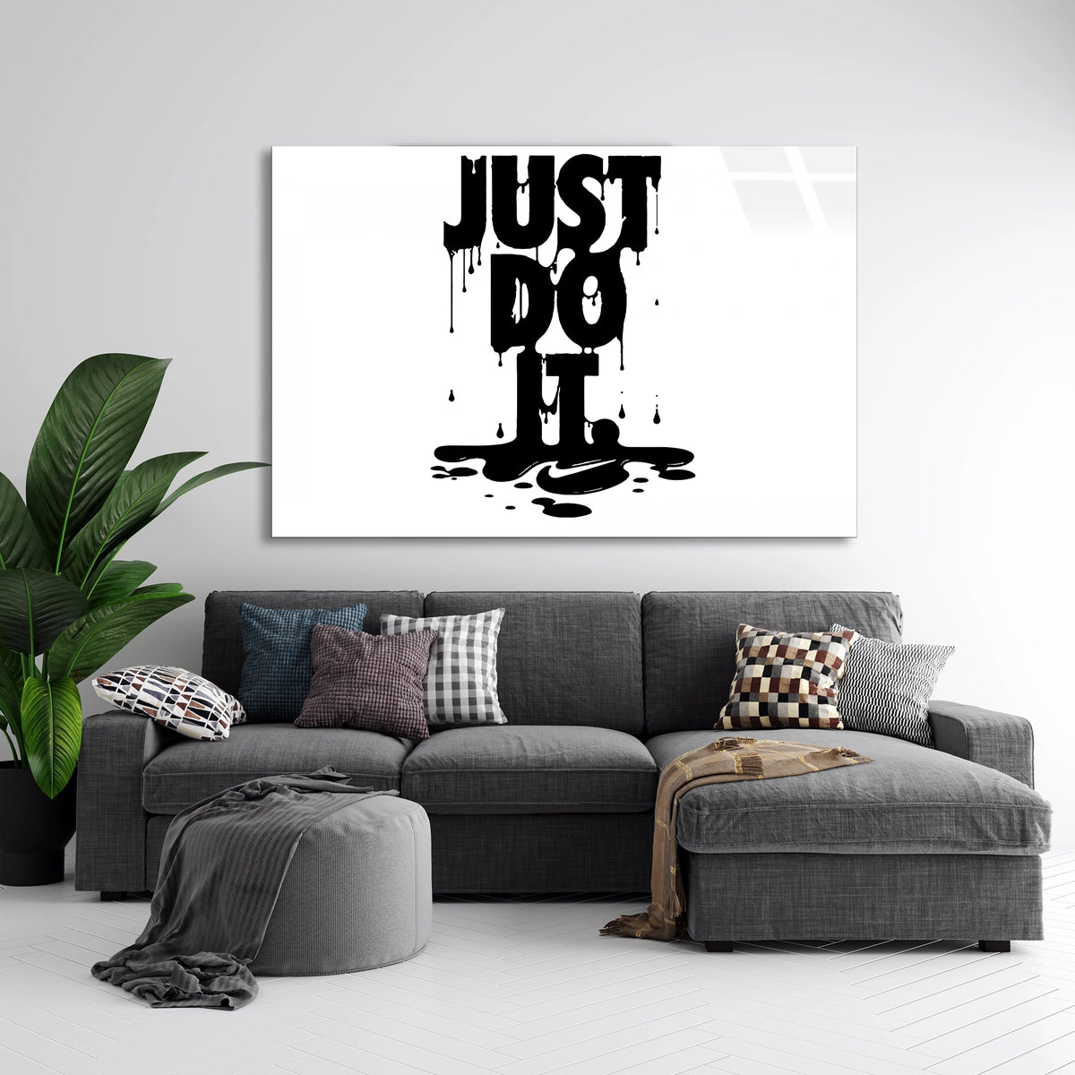 Just Do İt Yazısı Cam Tablo