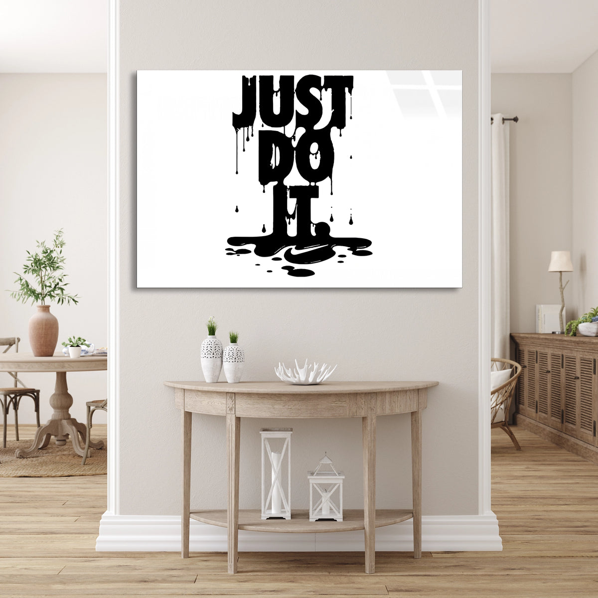 Just Do İt Yazısı Cam Tablo