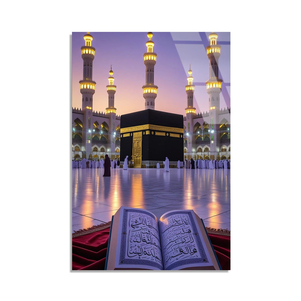 Kabe Gece Kuran Cam Tablo