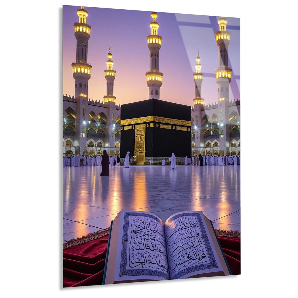 Kabe Gece Kuran Cam Tablo
