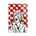 Kahve Icen Kadin Pop Art Cam Tablo
