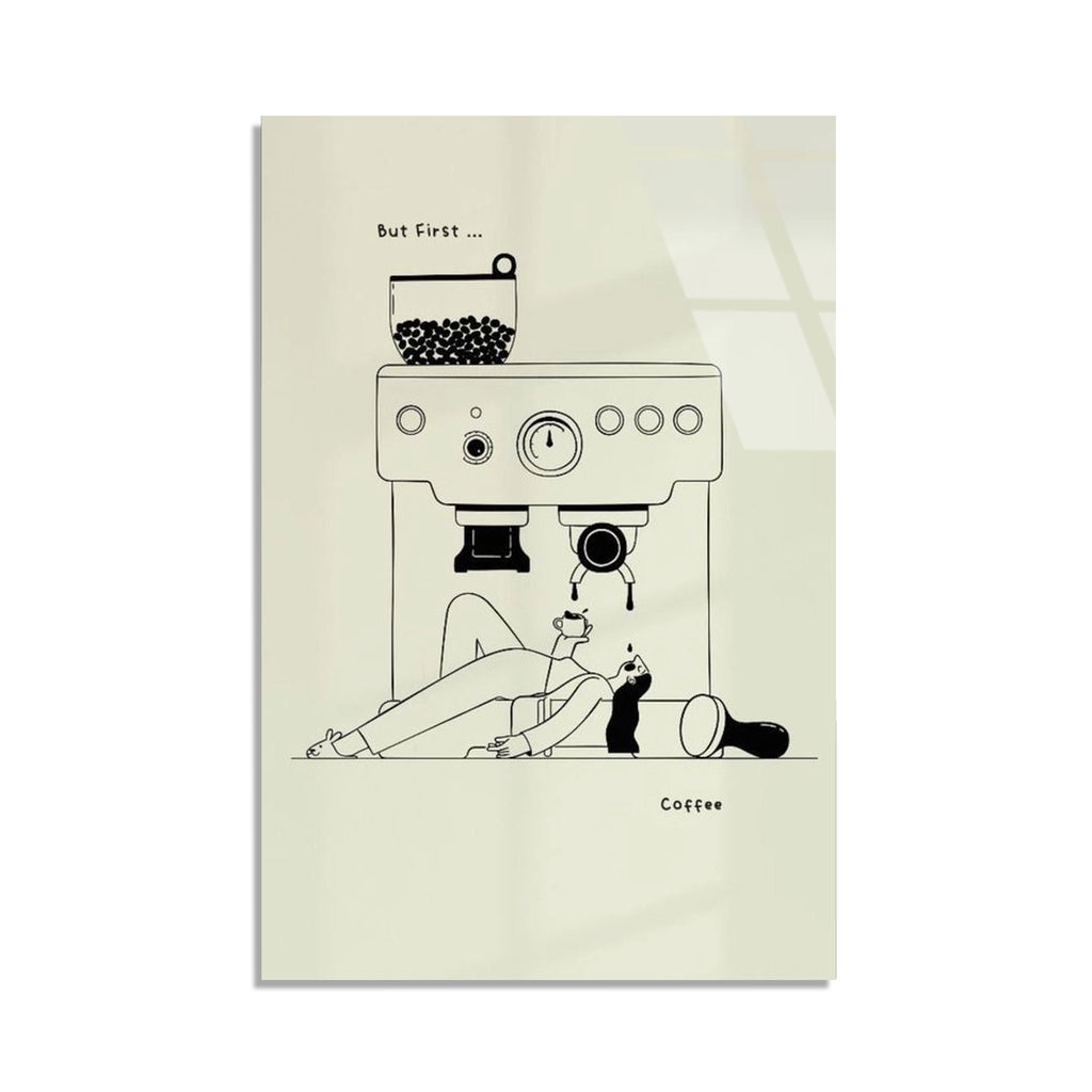Kahve Makinesi Line Art Cam Tablo