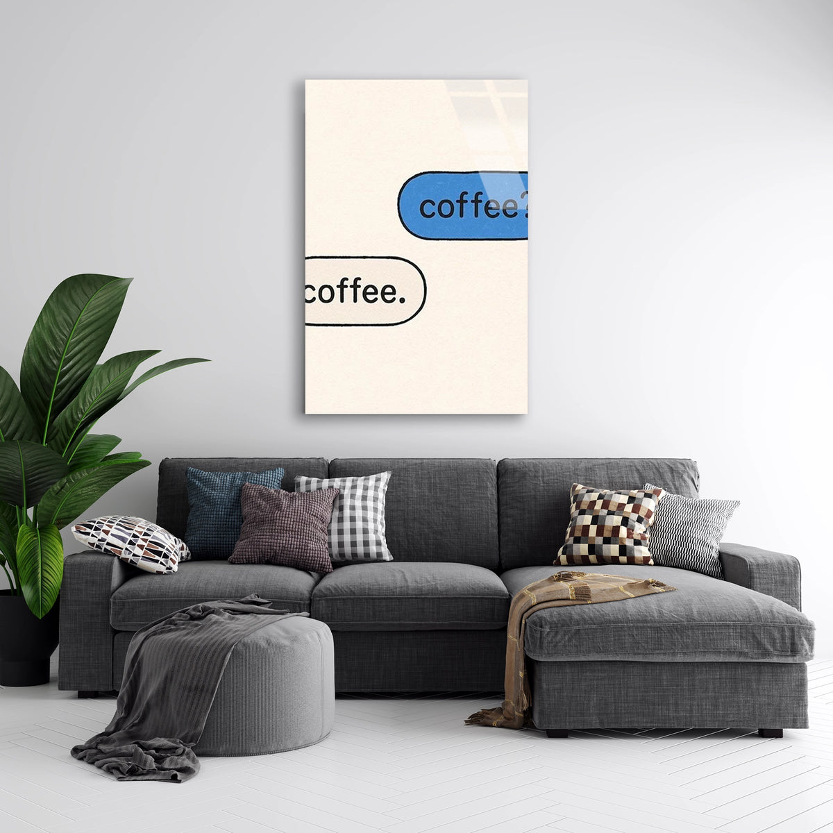 Kahve Mesaj Balonu Cam Tablo