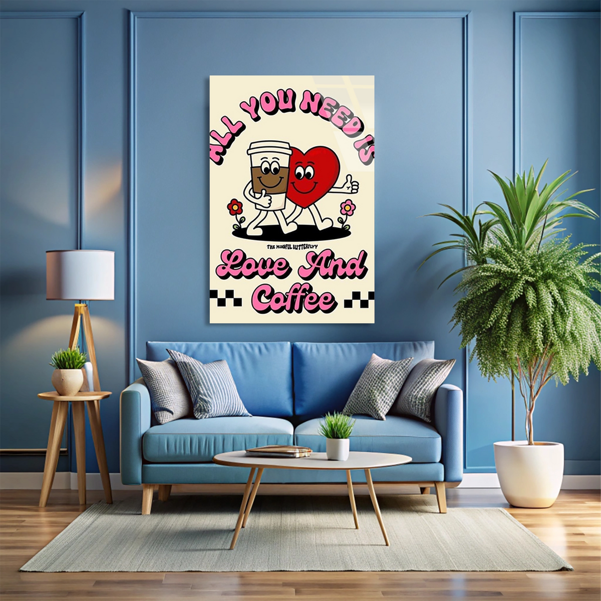 Kahve Ve Kalp Posteri Cam Tablo