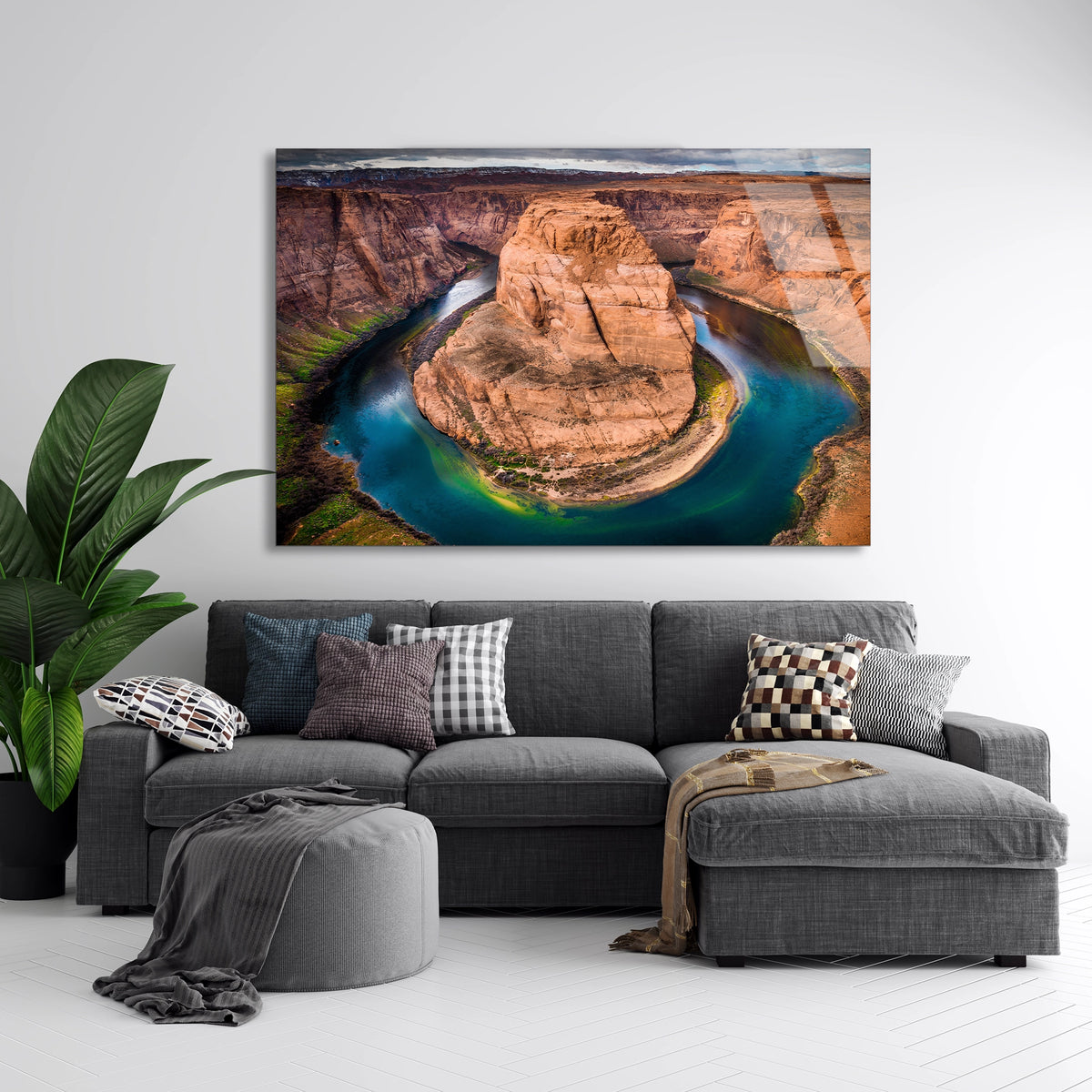Kanyon Nehri Kıvrımı Cam Tablo