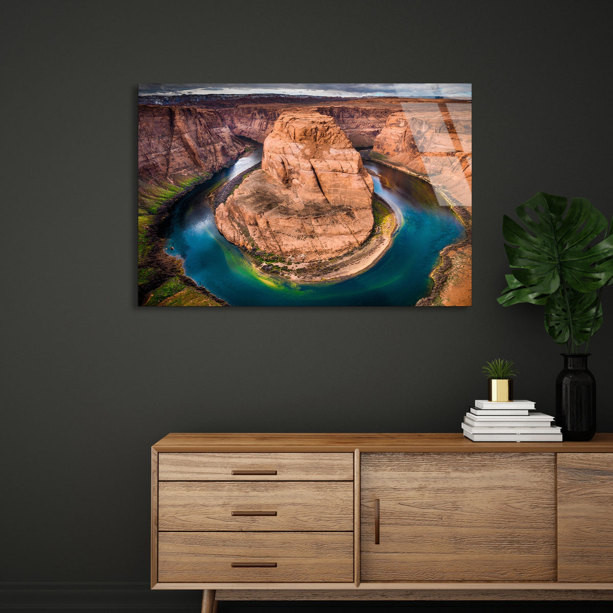 Kanyon Nehri Kıvrımı Cam Tablo