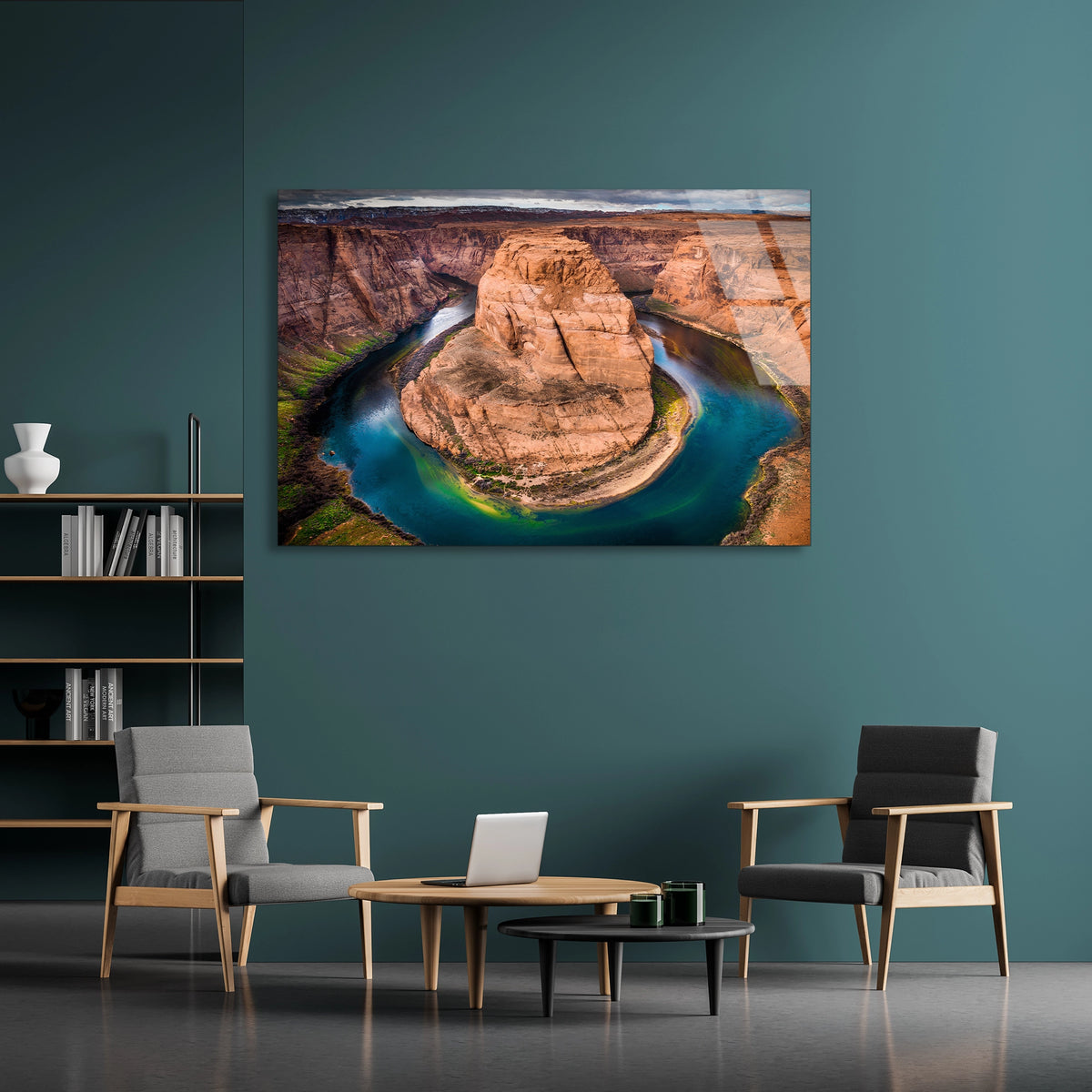 Kanyon Nehri Kıvrımı Cam Tablo