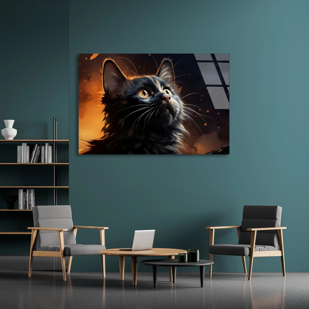 Kara Kedi Cam Tablo