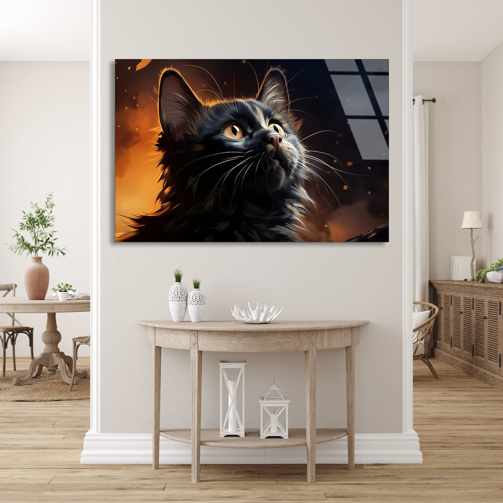 Kara Kedi Cam Tablo