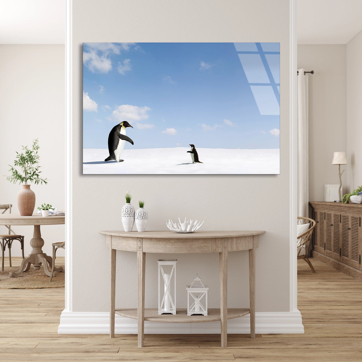 Karda Penguenler Cam Tablo