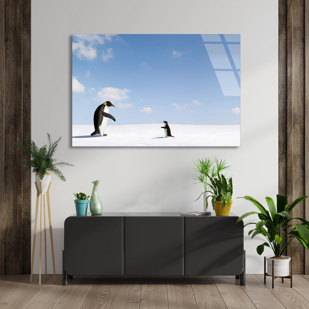 Karda Penguenler Cam Tablo