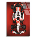 Kırmızı-Beyaz F1 Aracı Üstten F1 Cam Tablo – Formula 1 Duvar Dekoru - DEG0789