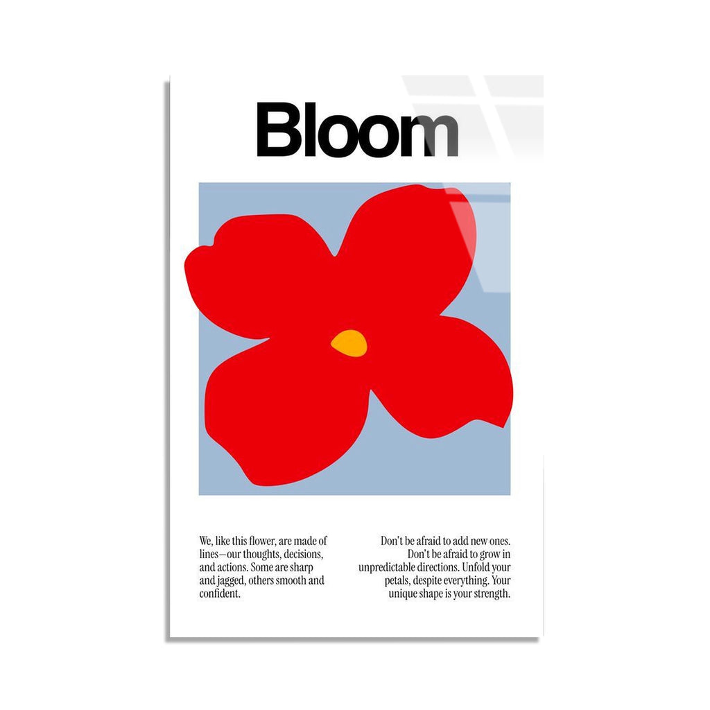 Kirmizi Cicek Bloom Posteri Cam Tablo