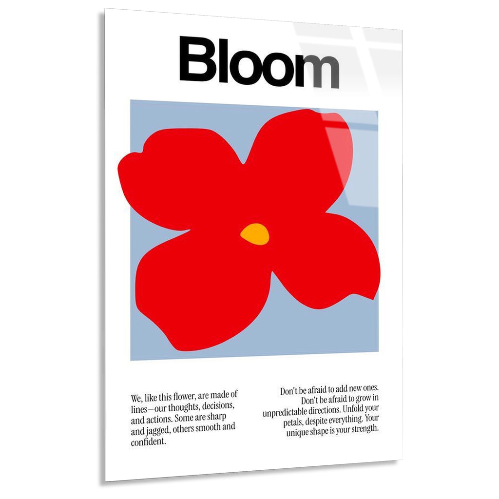 Kirmizi Cicek Bloom Posteri Cam Tablo