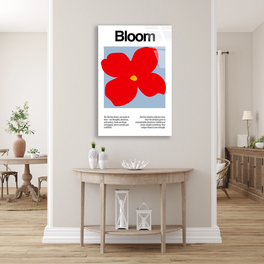 Kirmizi Cicek Bloom Posteri Cam Tablo