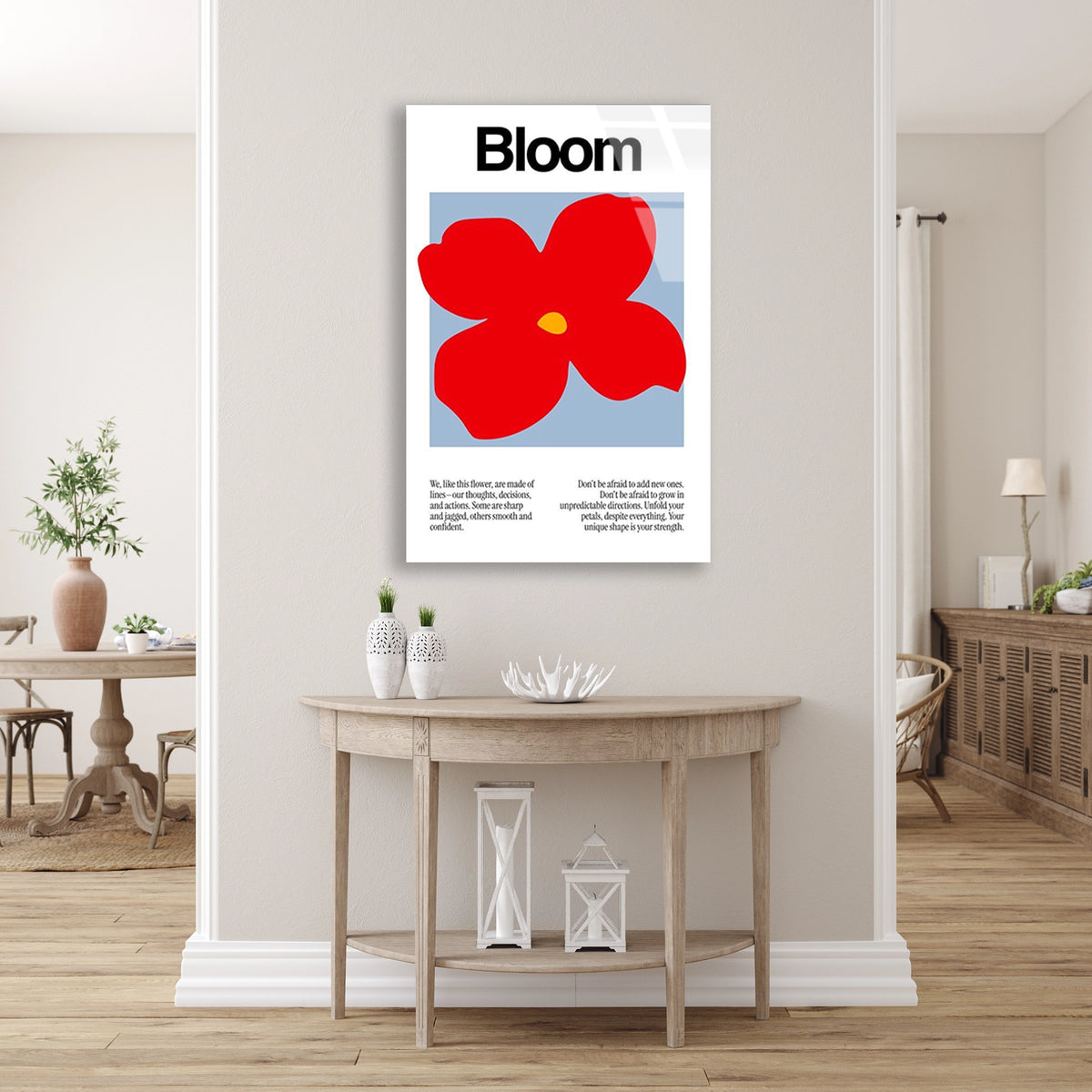 Kirmizi Cicek Bloom Posteri Cam Tablo