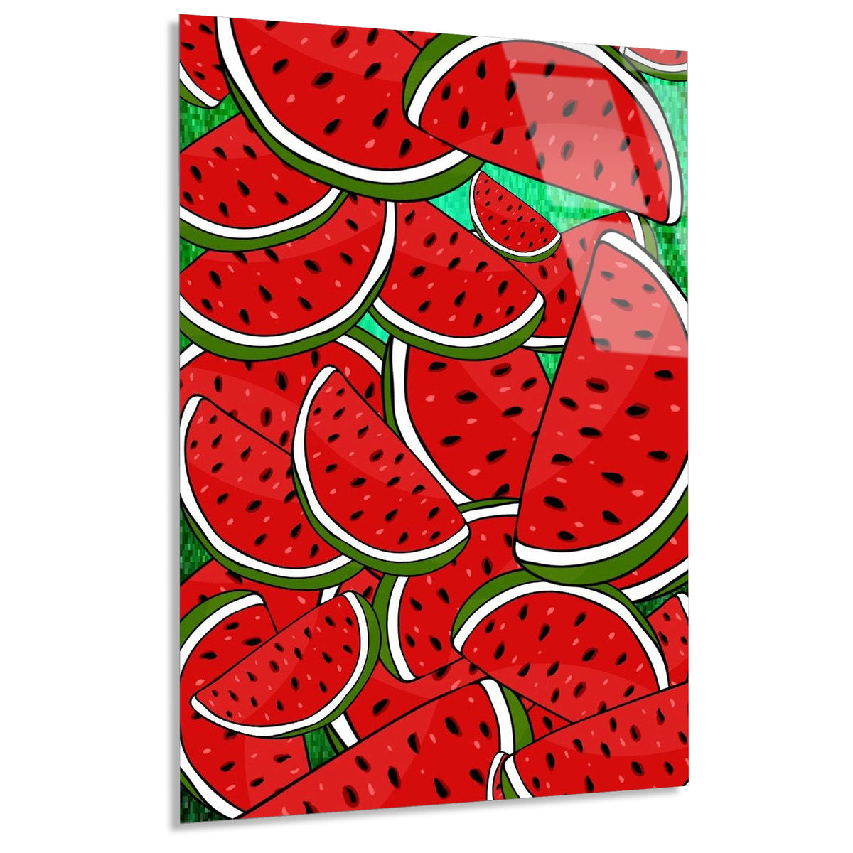 Kirmizi Cilek Deseni Cam Tablo