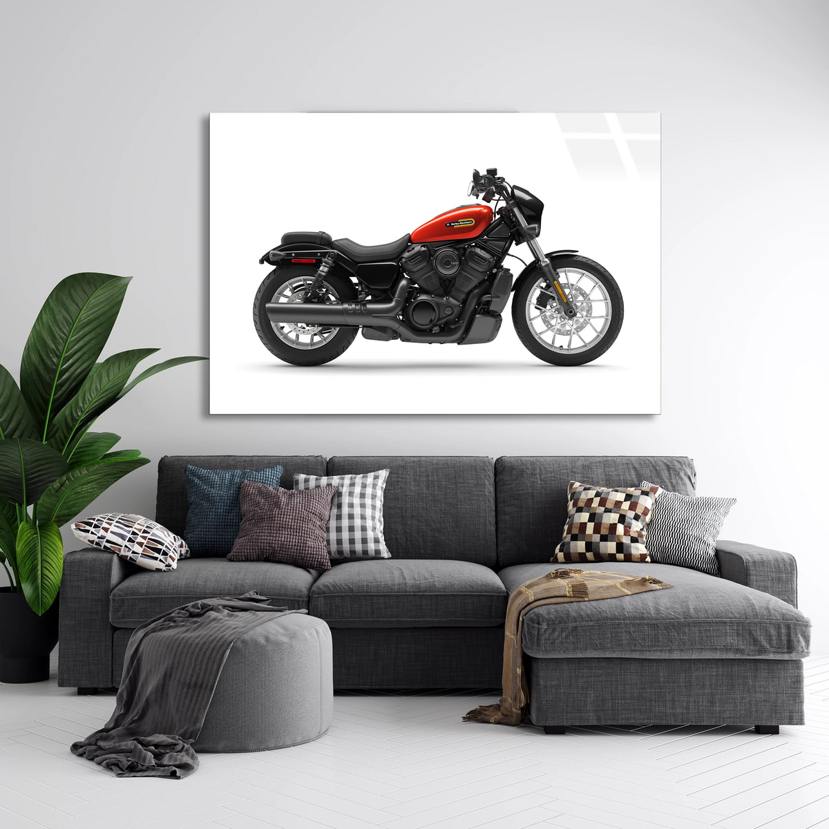 Kırmızı Motosiklet Cam Tablo