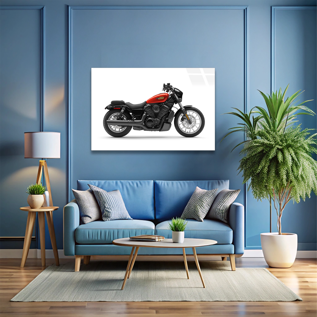Kırmızı Motosiklet Cam Tablo