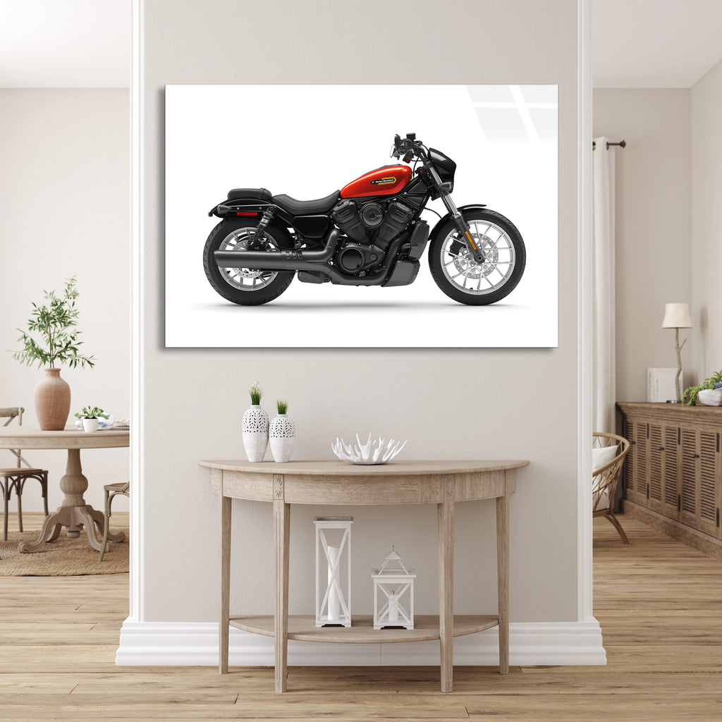 Kırmızı Motosiklet Cam Tablo