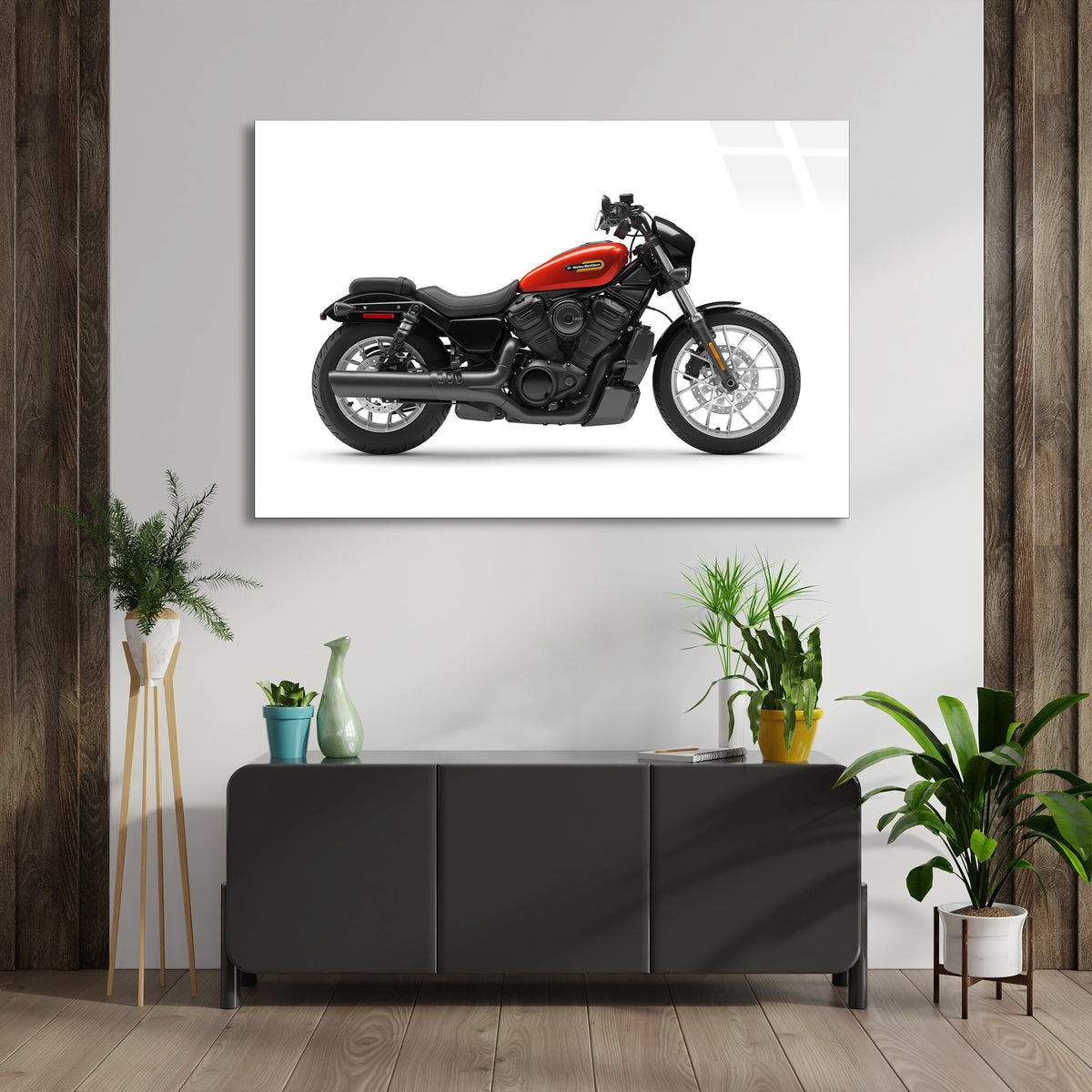 Kırmızı Motosiklet Cam Tablo