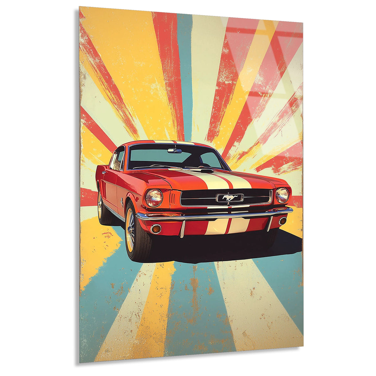 Kirmizi Mustang Retro Cam Tablo