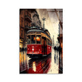 Kirmizi Tramvay Sehir Cam Tablo