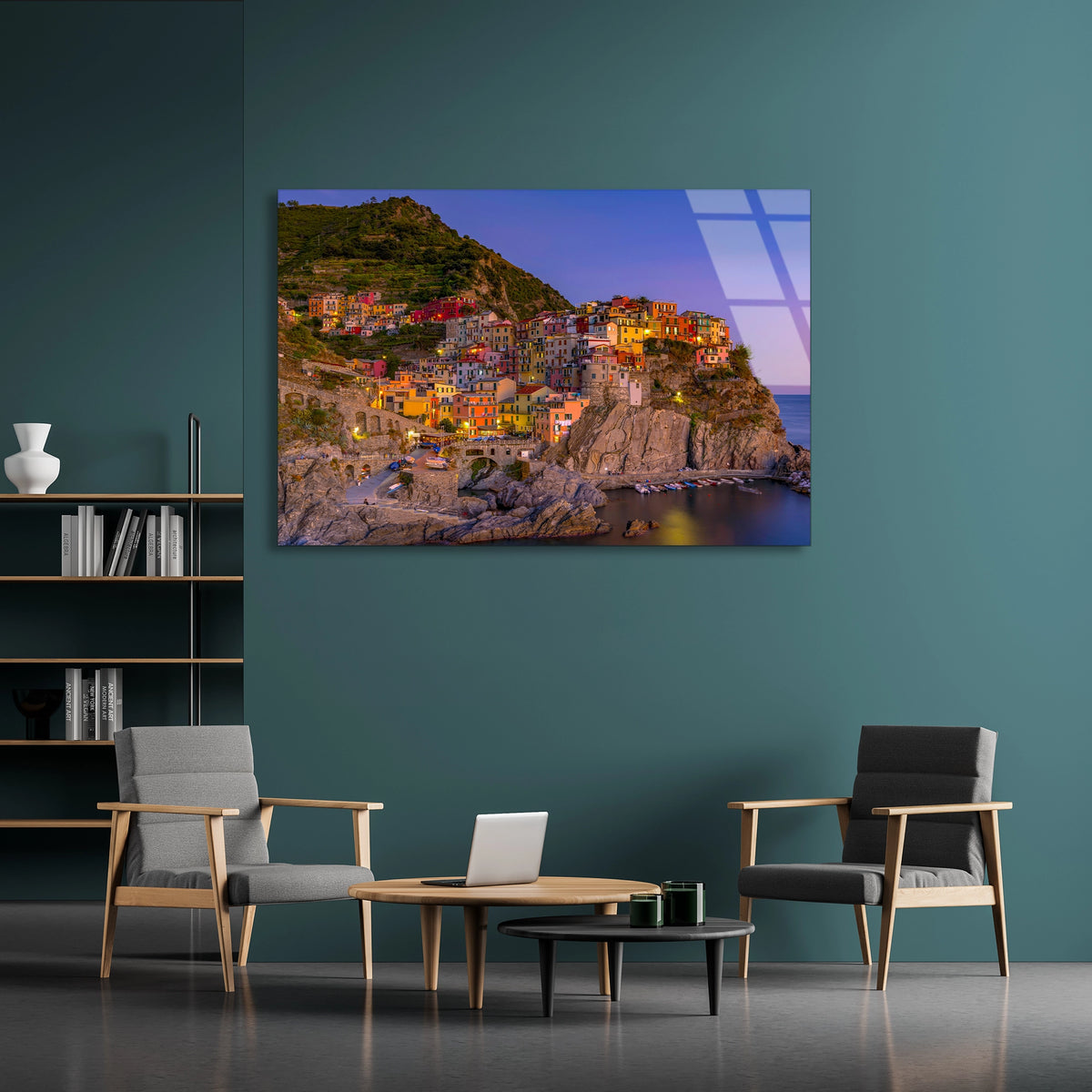 Kıyı Kasabası Cam Tablo