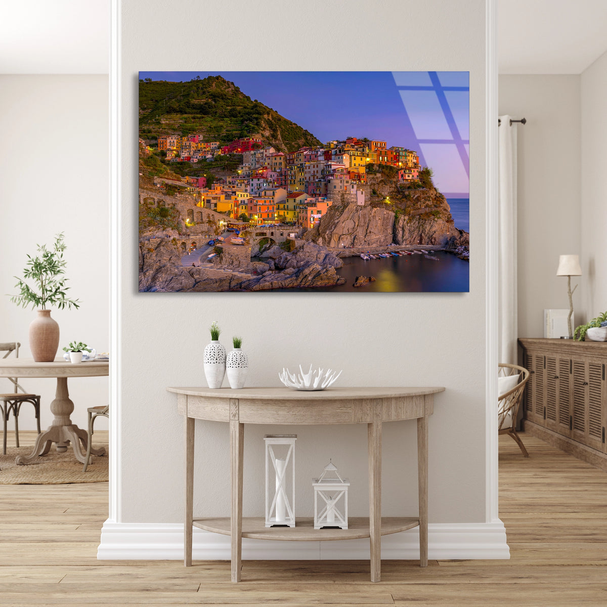 Kıyı Kasabası Cam Tablo