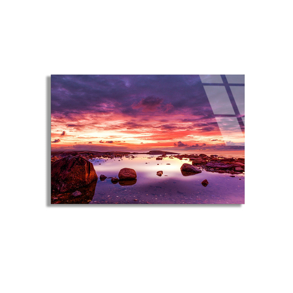 Kızıl Gün Batımı Cam Tablo