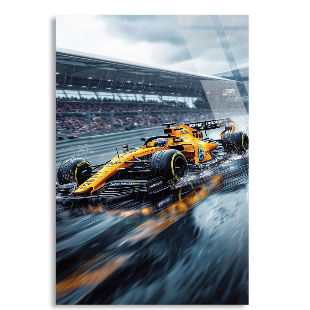 Klasik McLaren Yağmurda F1 Cam Tablo – Formula 1 Duvar Dekoru - DEG0831