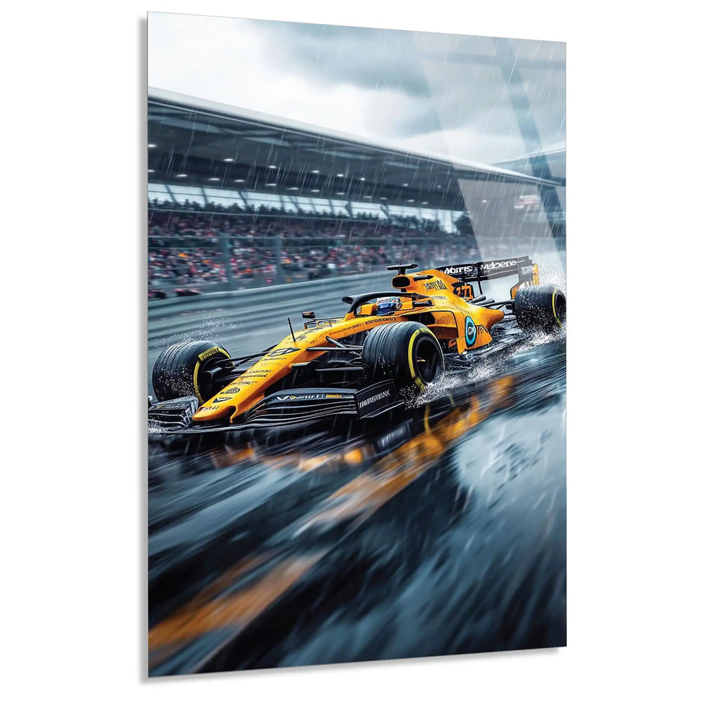 Klasik McLaren Yağmurda F1 Cam Tablo – Formula 1 Duvar Dekoru - DEG0831