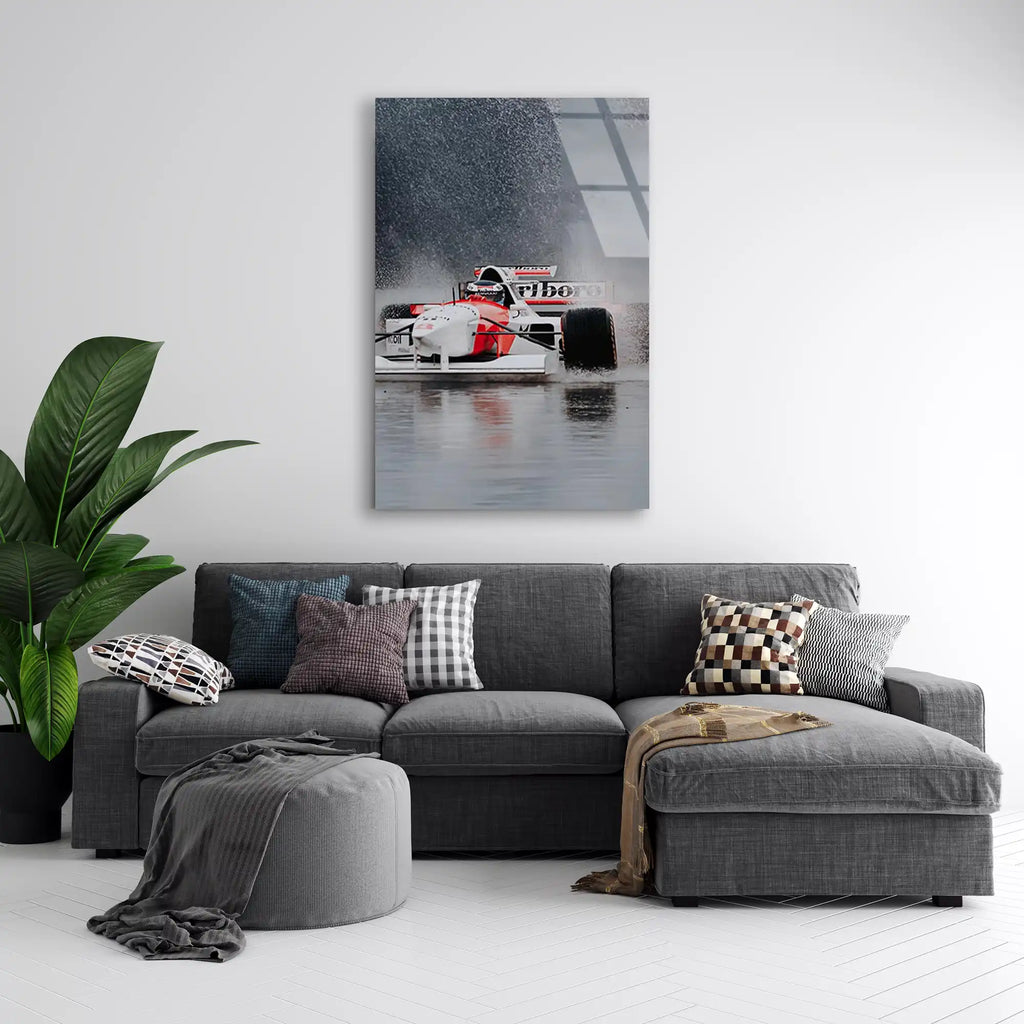 Klasik McLaren Yağmurda F1 Cam Tablo – Formula 1 Duvar Dekoru - DEG0810