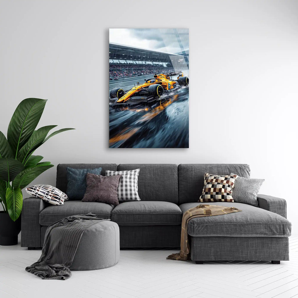 Klasik McLaren Yağmurda F1 Cam Tablo – Formula 1 Duvar Dekoru - DEG0831