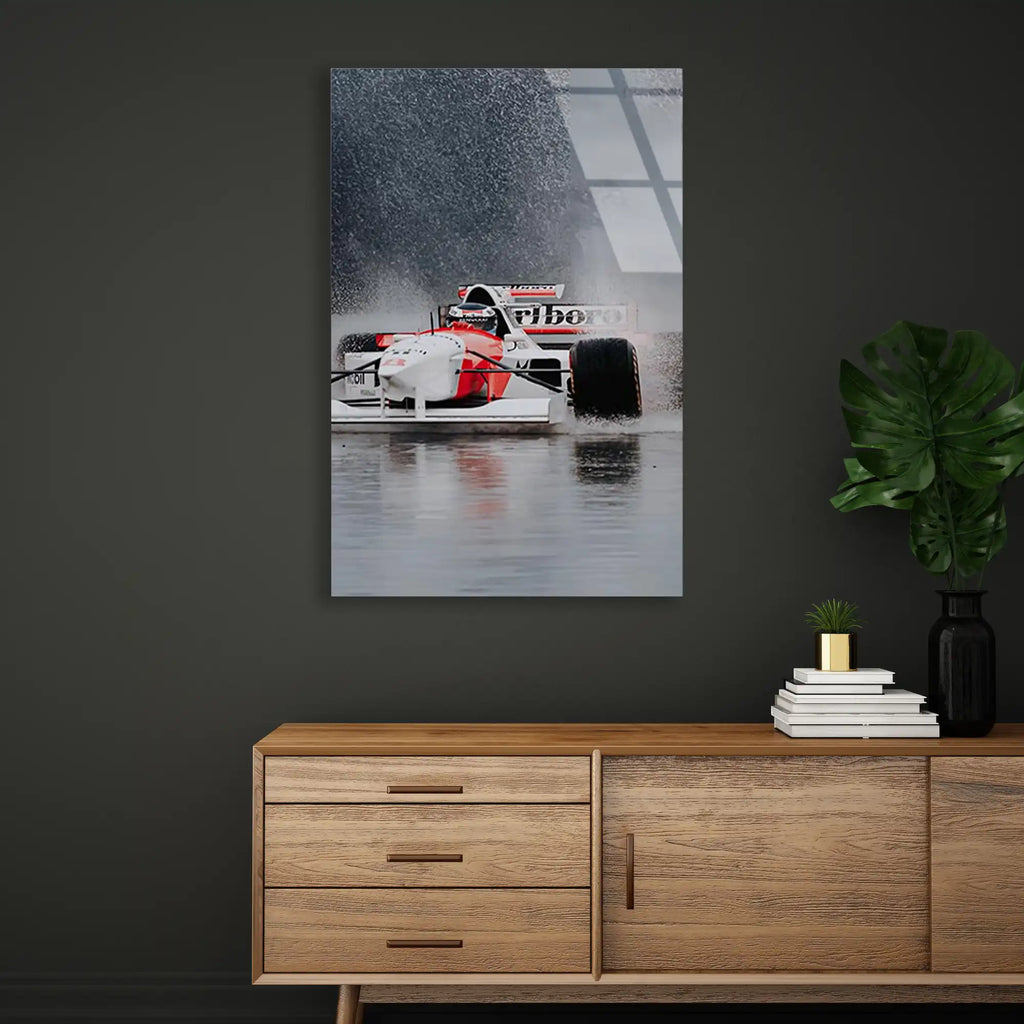 Klasik McLaren Yağmurda F1 Cam Tablo – Formula 1 Duvar Dekoru - DEG0810